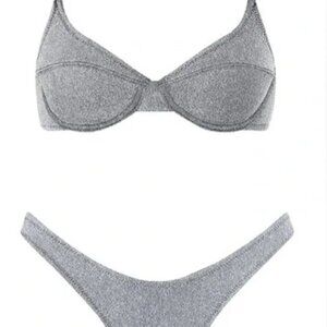 Triangl Lina Sparkle Silver Bikini Set in Size S